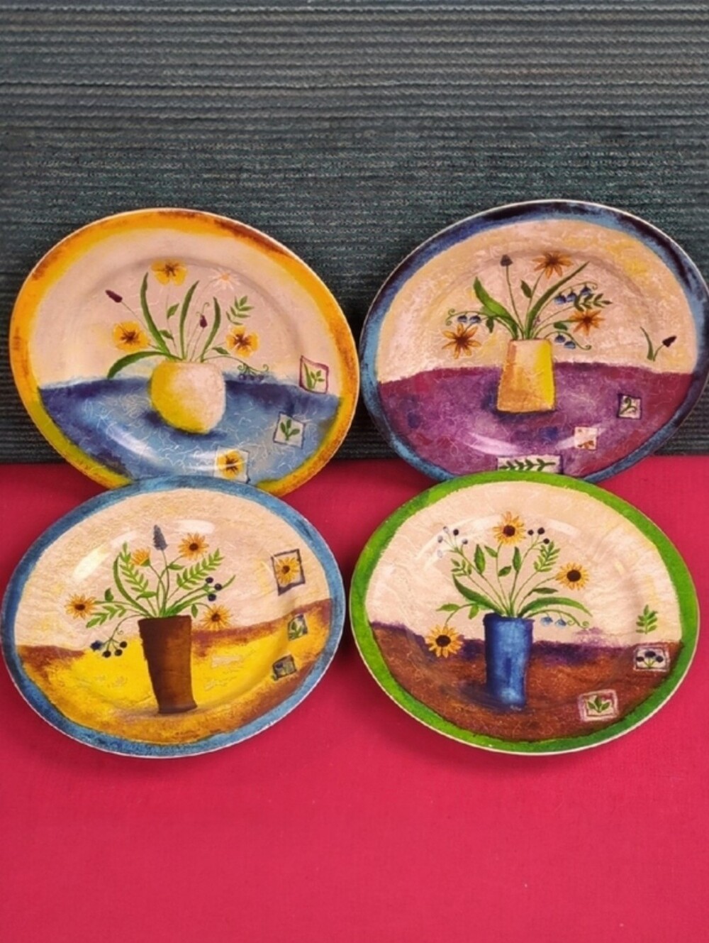 Tabletrendz By Sakura Stoneware Salad Plates And Latch Canister Floral Applique - Picture 5 of 17